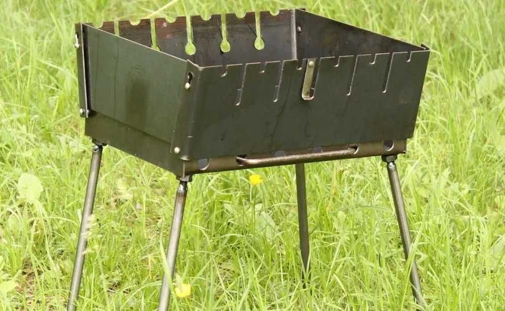 Мангал на 6 шампуров 3мм + 6шампуров с деревяной ручкой. На 2️⃣ уровня