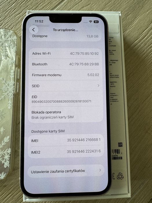 Iphon 13 różowy 128GB