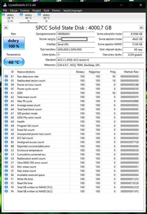 Dysk SSD 2.5 SP Silicon Power A55 4TB 4000GB TLC 500 MB/s SATA III Gwarancja, dowód zakupu, wejdzie do laptówów 7mm. Polecam.