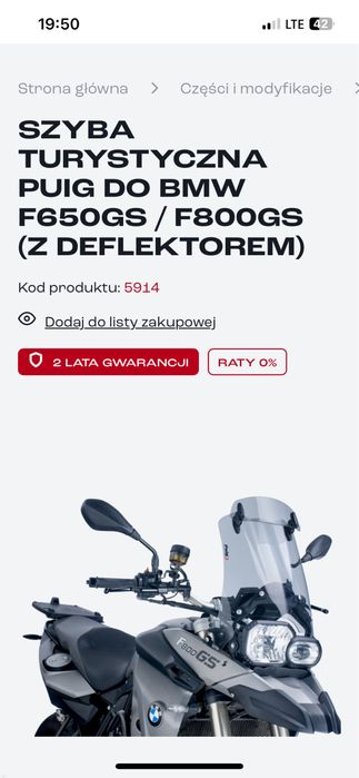 Szyba Puig z deflektorem BMW GS