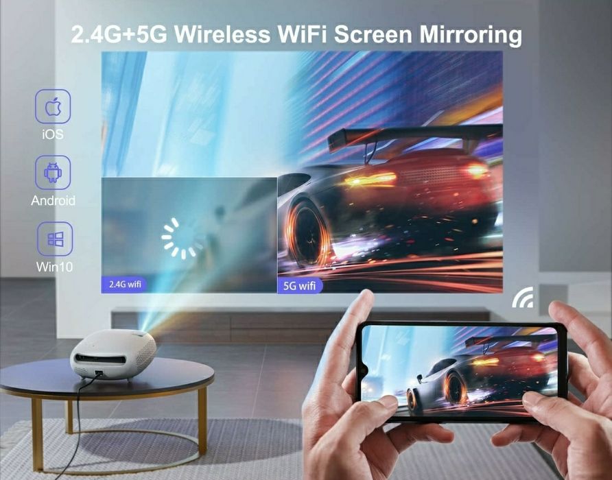 Projetor led 9800 lumens + WiFi + Nativa 1080p + Keystone digital 4D