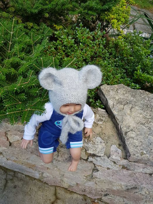 Czapka 42/44 Szara Myszka ciepła czapka dla dzidziusia