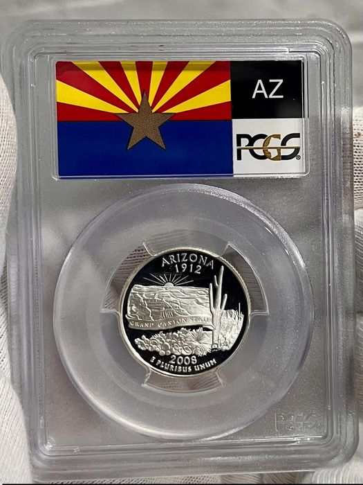 25 центів 2008 рік. США. Квотер штату Арізона. СРІБЛО. СЛАБ.
