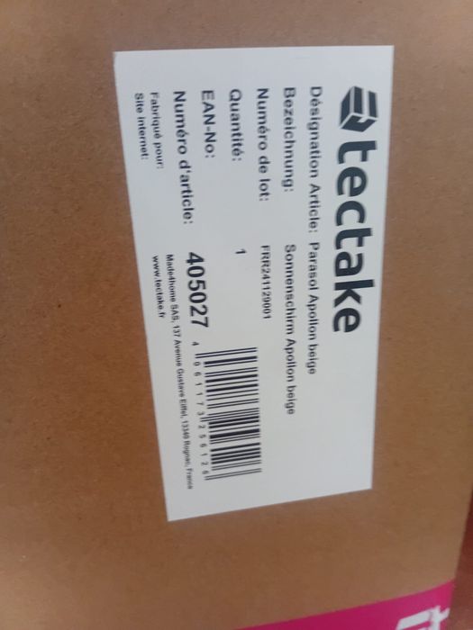 NOVO - Guarda-sol Apolo com manivela 2,5 x 2,5 m bege