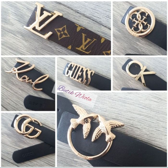 Skórzany Pasek Damski GG LV Pinko CK Guess Kark Gucci Louis