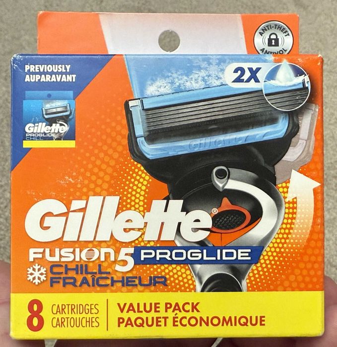 Лезвия оригинал из США Gillette Proglide SHIELD, Chill 4шт картриджи