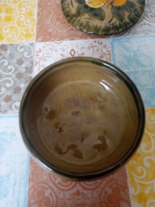 Kuferek ceramiczny gliniany ozdobny starodawny