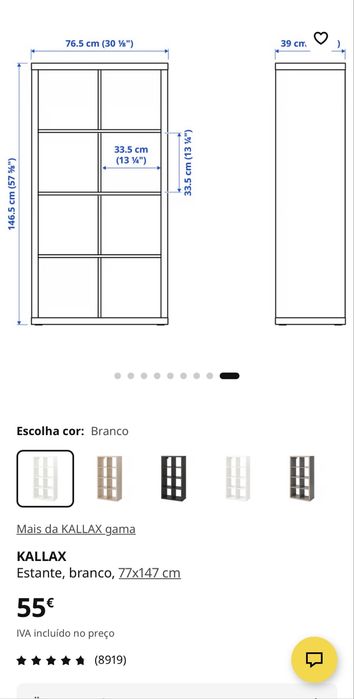 Estante IKEA KALLAX 6 Cubos – Branca