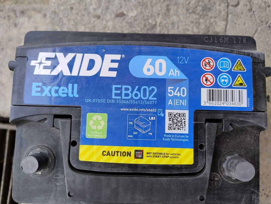 Akumulator 60ah Exide excell Praktycznie nowy. Eb602 540a