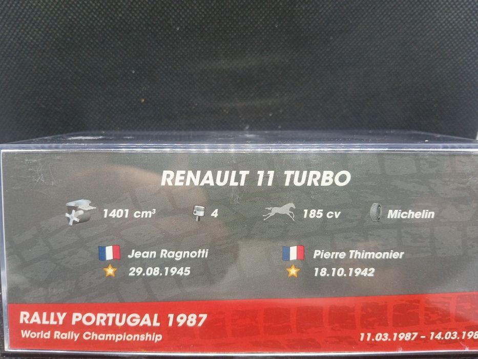 Miniatura  1/43 Renault 11 Turbo- J. Raganoti  Rally  de Portugal  1987