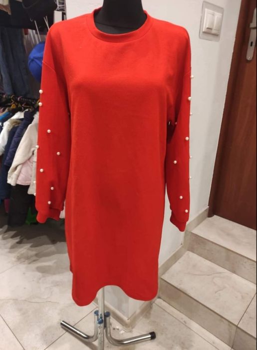 Shein sukienka trapezowa z perełkami r uniwersalny