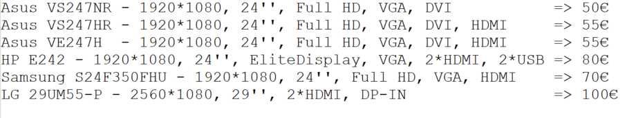 Various Monitors (Asus, HP, Samsung, LG)64283901348097124