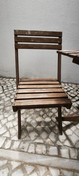 Conjunto refeição mesa cadeiras exterior madeira