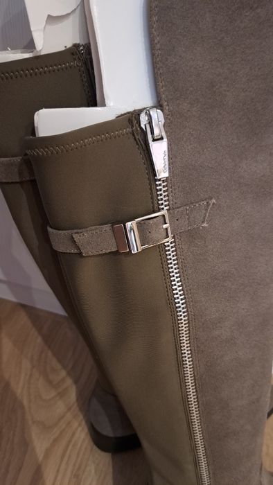 Сапоги осень-весна Calvin klein ботфорты замш. чоботи р. 8,5 на 39-40