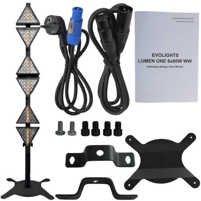 EVOLIGHTS LUMEN ONE 6x60W WW 96x0,5W RGB LED reflektor sceniczny retro