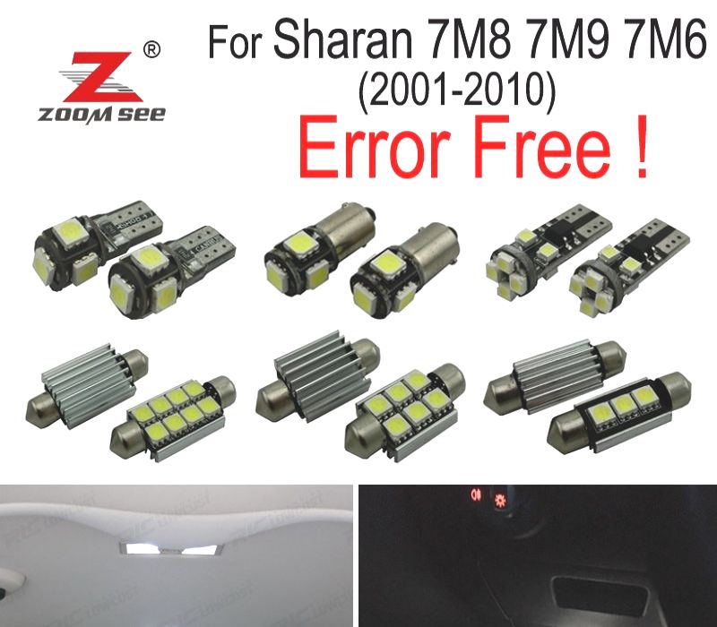 KIT COMPLETO DE 24 LÂMPADAS LED INTERIOR PARA VOLKSWAGEN VW SHARAN 7 M 8 7M9 7M6 2001-2010