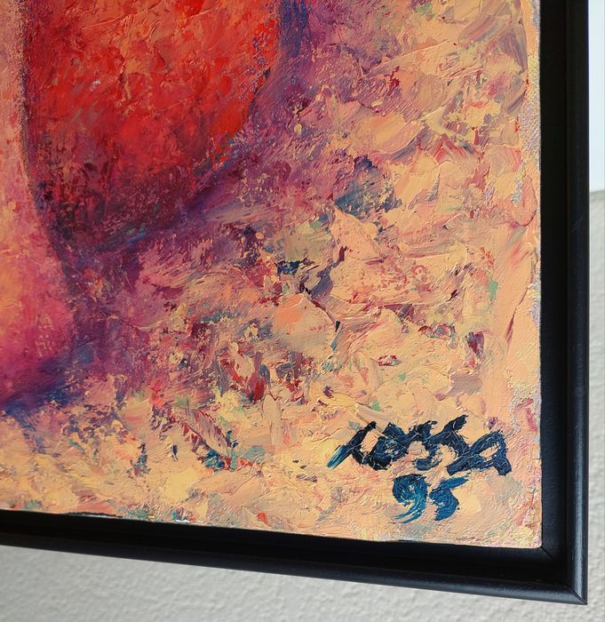 Quadro de pintura a óleo sobre tela de Sansão Cossa