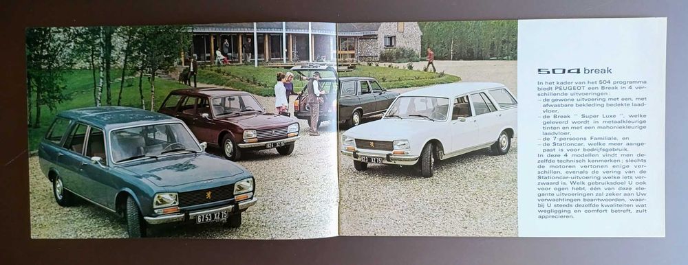 Folheto brochura publicidade memorabília 1973 Peugeot 504