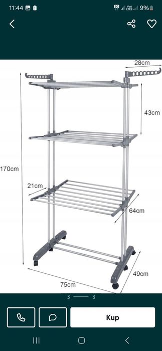 Suszarka do prania 4 poziomy zielona