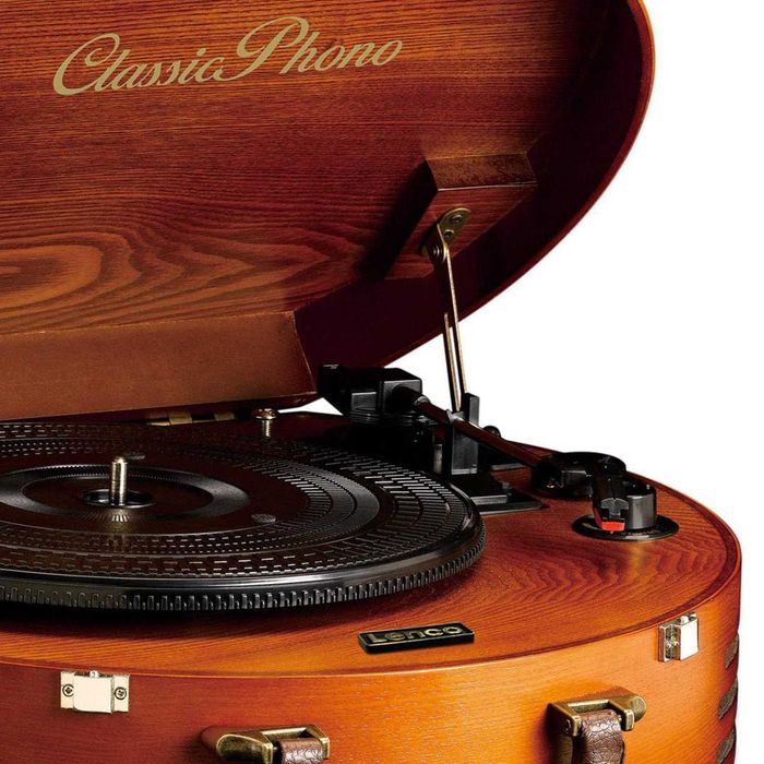 Gramofon Retro Drewniany – Lenco TT-34, Wbudowane Głośniki, Piękny Klasyczny Design