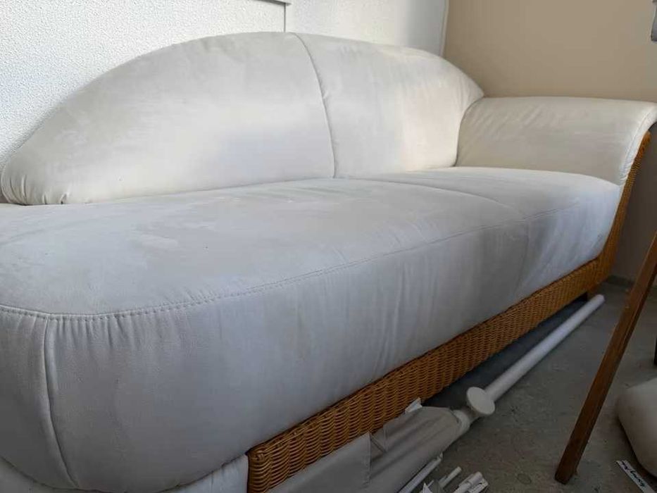 Sofa szezlong leżanka rattanowa rattan welurowa kanapa ogrodowa