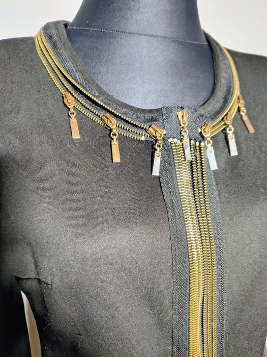 Sukienka mała czarna na zamek prosta długi rękaw r.XL