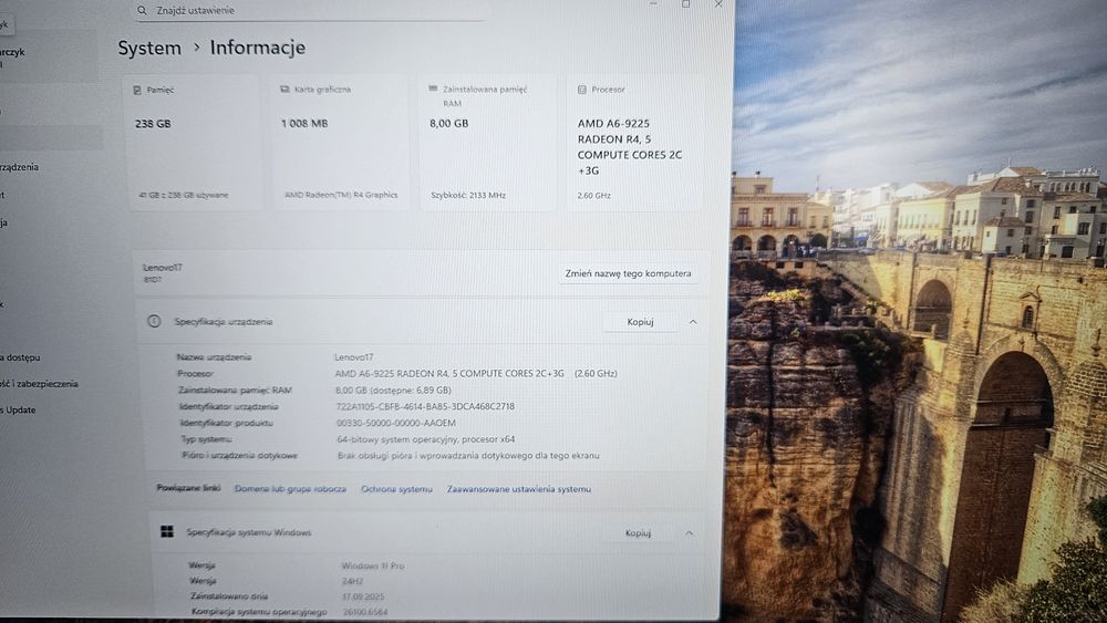 Laptop Lenovo IdeaPad 330 17 cali AMD A6 8GB W11Pro