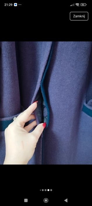 Płaszcz damski śliwkowy wełniany