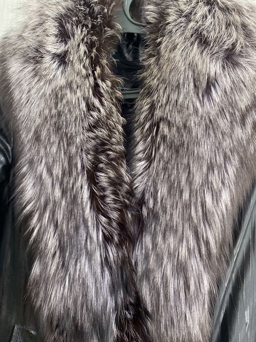 Куртка кожаная чернобурка зима осень