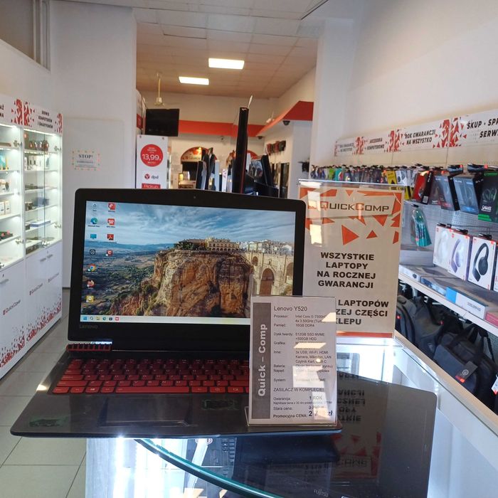 Laptop Lenovo Y520 Gamingowy i5-7300HQ 4x3,50GHz / GTX1050 4GB / WIN11