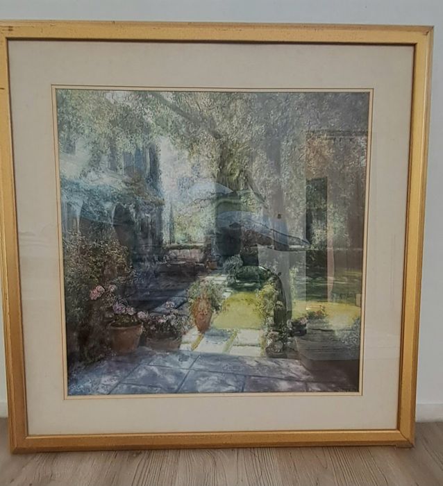 Quadro muito grande decorativo com impressão jardim 83x83cm