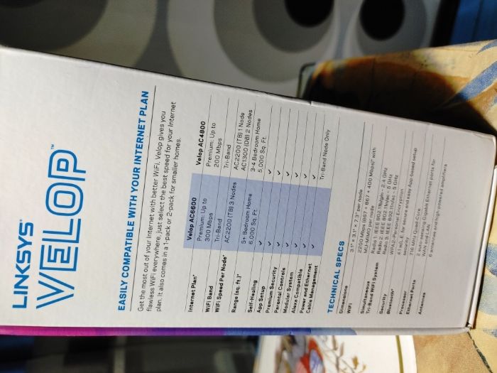 Linksys Velop AC6600 Tri-Band Wi-Fi Mesh System,WHW0303 (3 узла),White