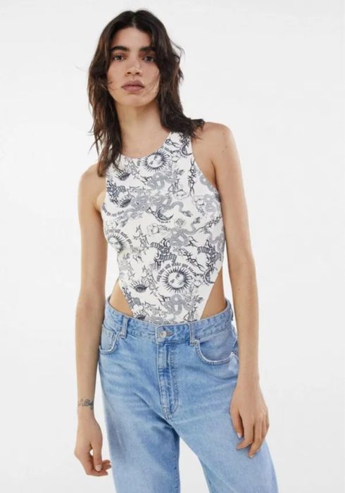 Боді з принтом bershka