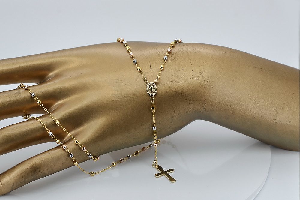 Złoty 14k 585 różaniec diament łańcuszek włoski rcc003ywr Wrocław