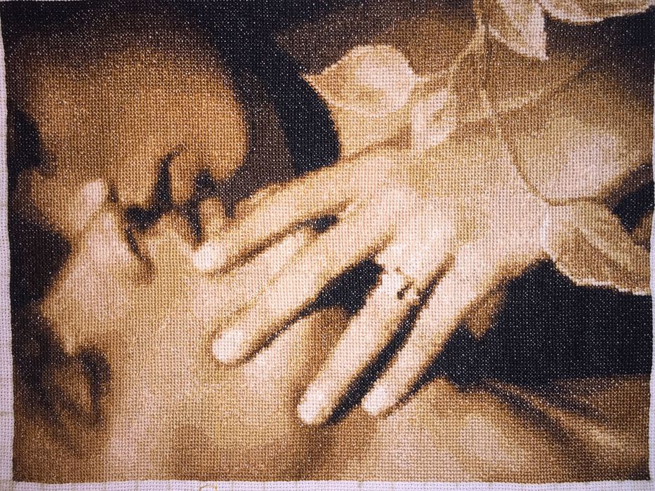 Вишита картина «Двоє». Ручна робота