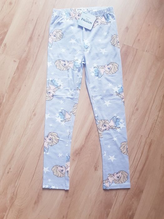 Nowe bawełniane legginsy dziewczęce marki Frozen rozmiar 134.