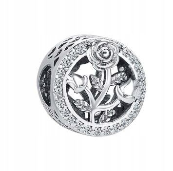 Charms romantyczna róża srebro s925