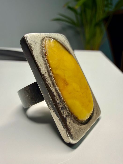 Pierścionek | Bursztyn | Srebro 925 | Stan dobry | Biżuteria Vintage