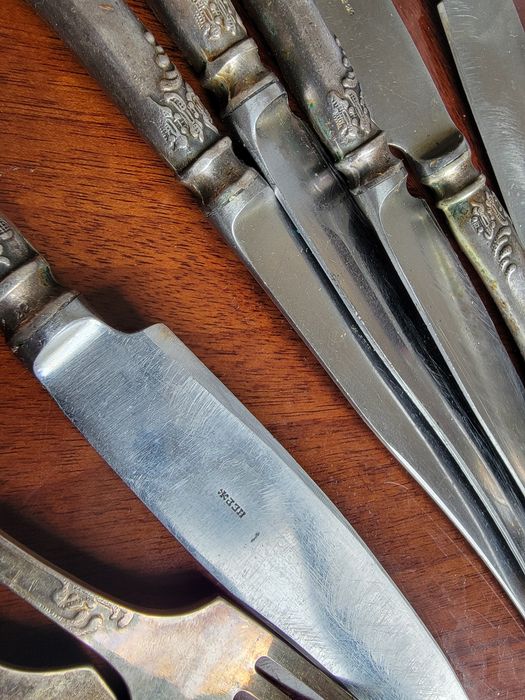 столовый набор большой, материалы: нержавейка, серебро, мельхиор