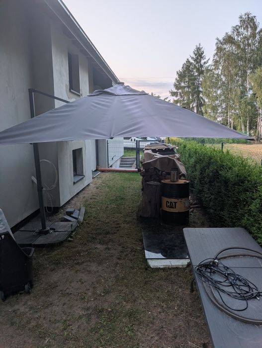 Parasol ogrodowy rozkładany grafit 3x4m LED