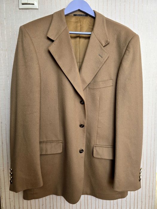 Męska marynarka vintage camel – lambswool & cashmere / roz. 54