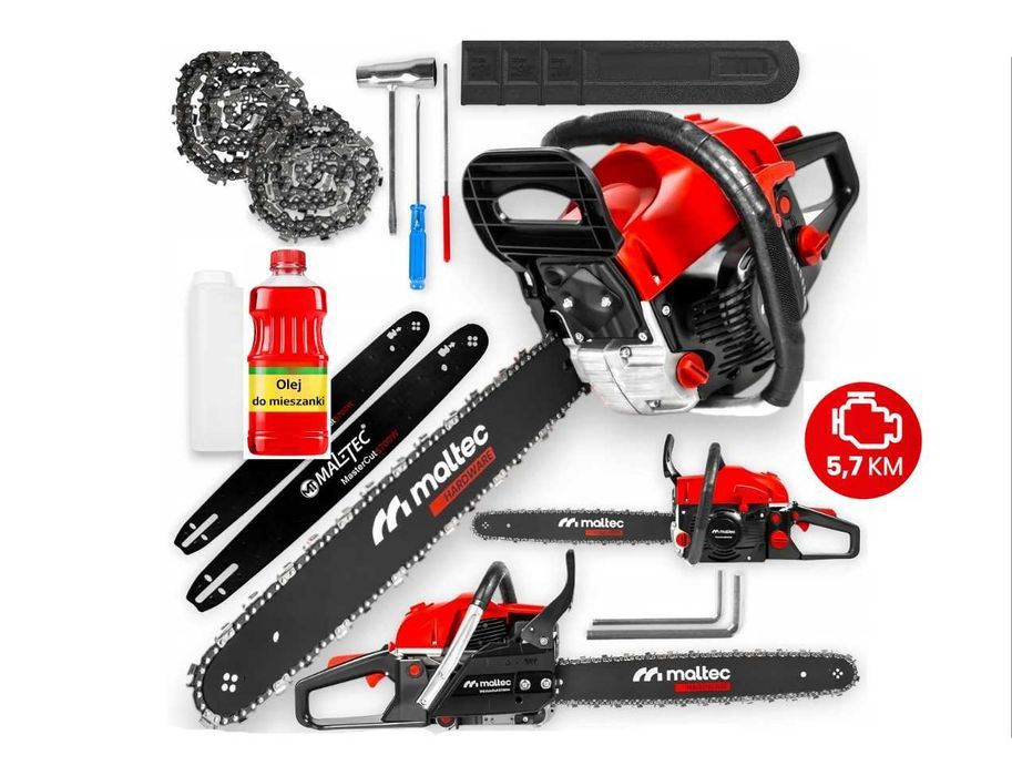 Mocna Piła łańcuchowa Maltec 4200 W / 5,7 KM + OLEJ DO MIESZANKI Nowa