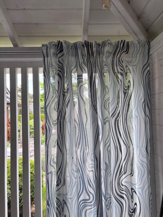 Zasłony przezroczyste biało- niebieskie - 2 komplety - 4 sztuki