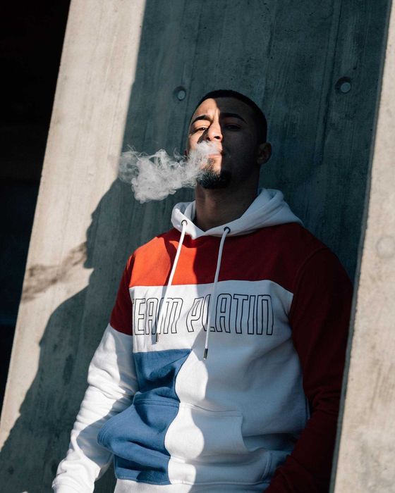 BLUZA z kapturem TEAM PLATIN biało-czerwono-niebieska rozmiar M