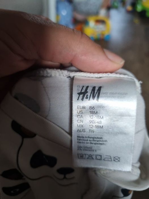 Piżama jednoczęściowa pajacyk H&M 86 w pandy