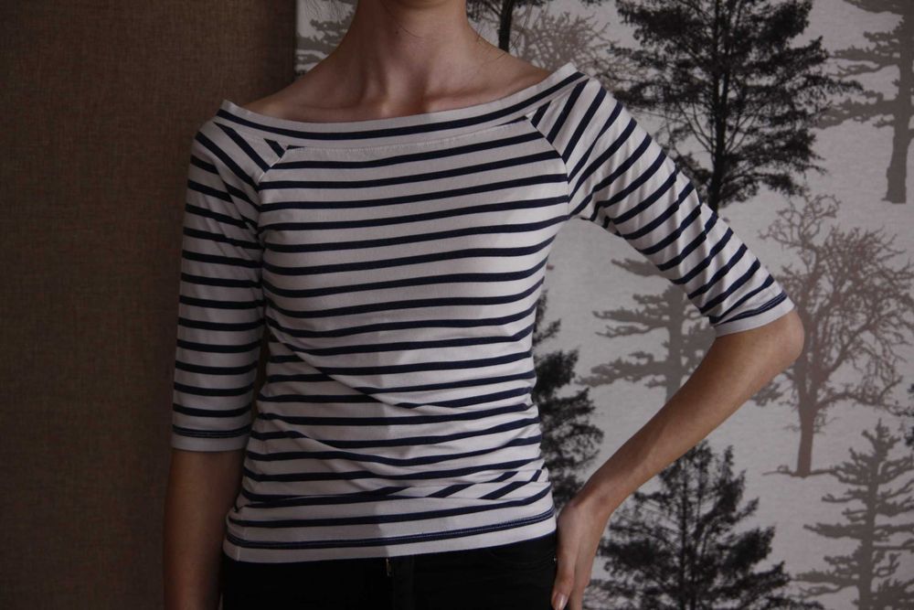 Bawełniana bluzka w biało granatowe paski S/XS CUBUS