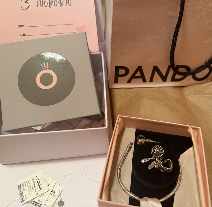 Pandora срібний набір комплект браслет намистини