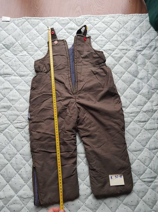 Spodnie ogrodniczki zimowe ocieplane kolor khaki 92