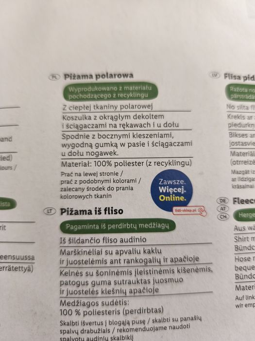 Piżama męska polarowa L
