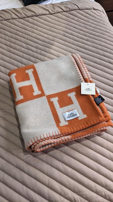 Плед Hermes Avalon помаранчевий (кашеміровий плед Гермес)